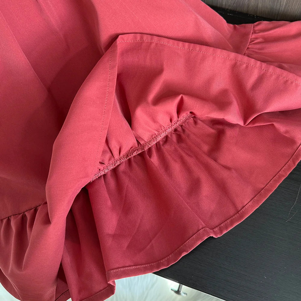Korean Sleeveless Pleated Girls Dress — Solid Color Round Neck Summer Kids Dress