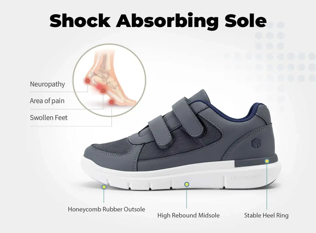 Men's Extra Wide Diabetic Flat Shoes – Orthopedic Wide Fit for Elderly Neuropathy, Swollen Feet & Foot Pain Relief