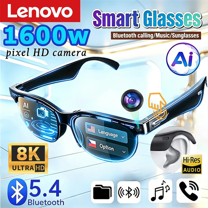 Lenovo XG88 Pro Smart Glasses – AI Translation, Bluetooth 5.3, Music & Calls for Men & Women