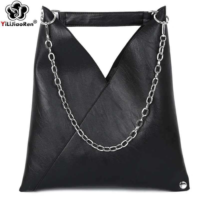 Luxury PU Leather Tote Bag – Large Capacity Chain Shoulder Bag for Women