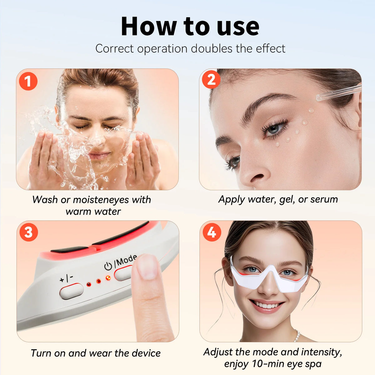 3D EMS Eye Massager with 620nm Red Light – Microcurrent Eye Care & Skin Beauty Device by SUYZEKO