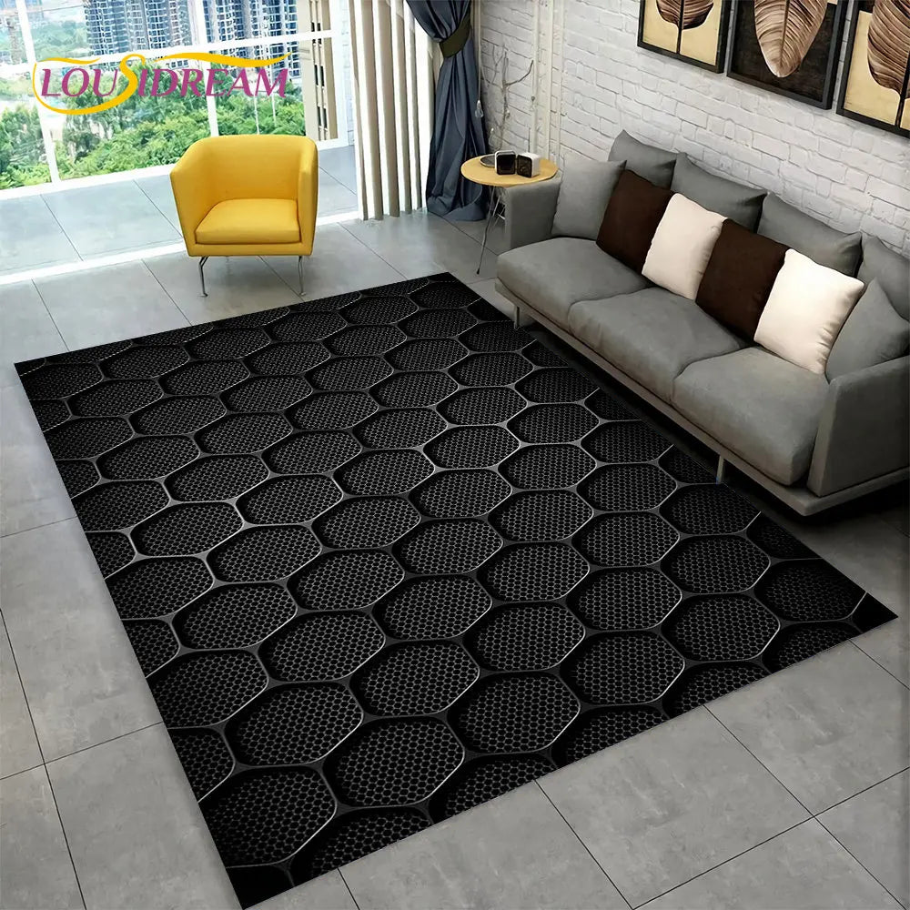 3D Abstract Modern Geometric Illusion Area Rug | 100% Polyester, Non-Slip, Machine Washable, 8 Sizes