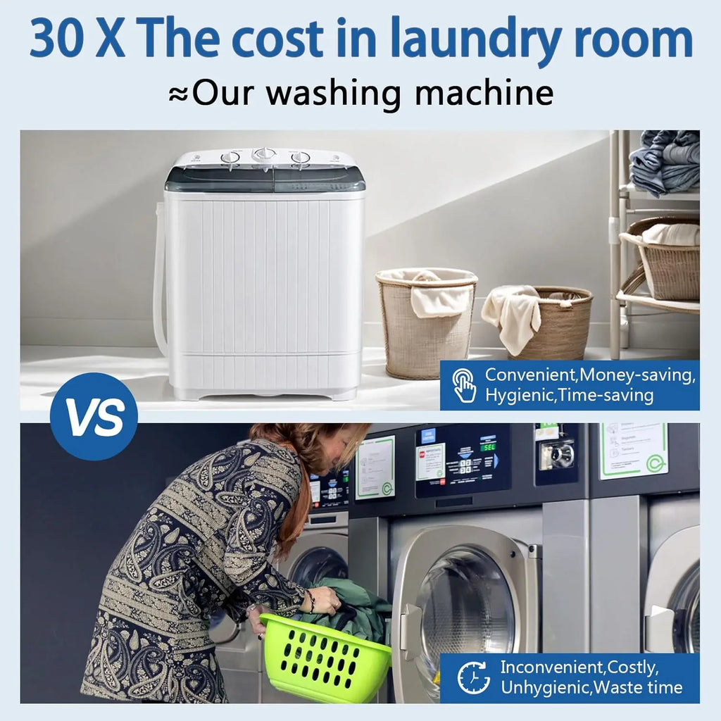 Portable Washer & Dryer Combo Set — 22 lbs Fully Automatic Washing Machine, 1.8 Cu Ft Dryer with 5 Drying Modes