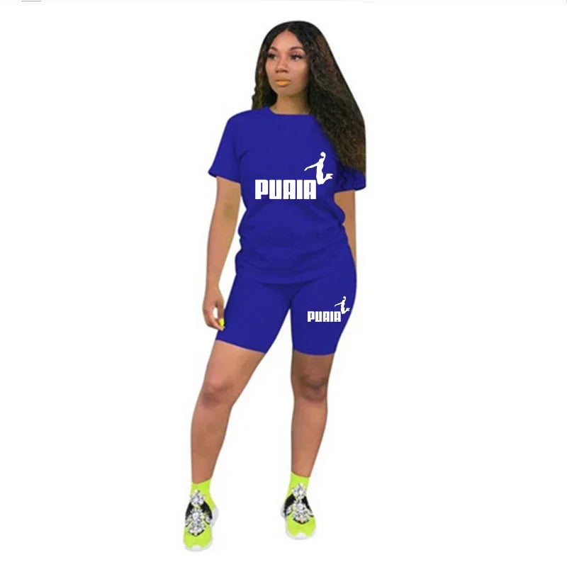 Women's Summer Two-Piece Tracksuit Set – O-Neck T-Shirt & Shorts Casual Daily Wear 2026