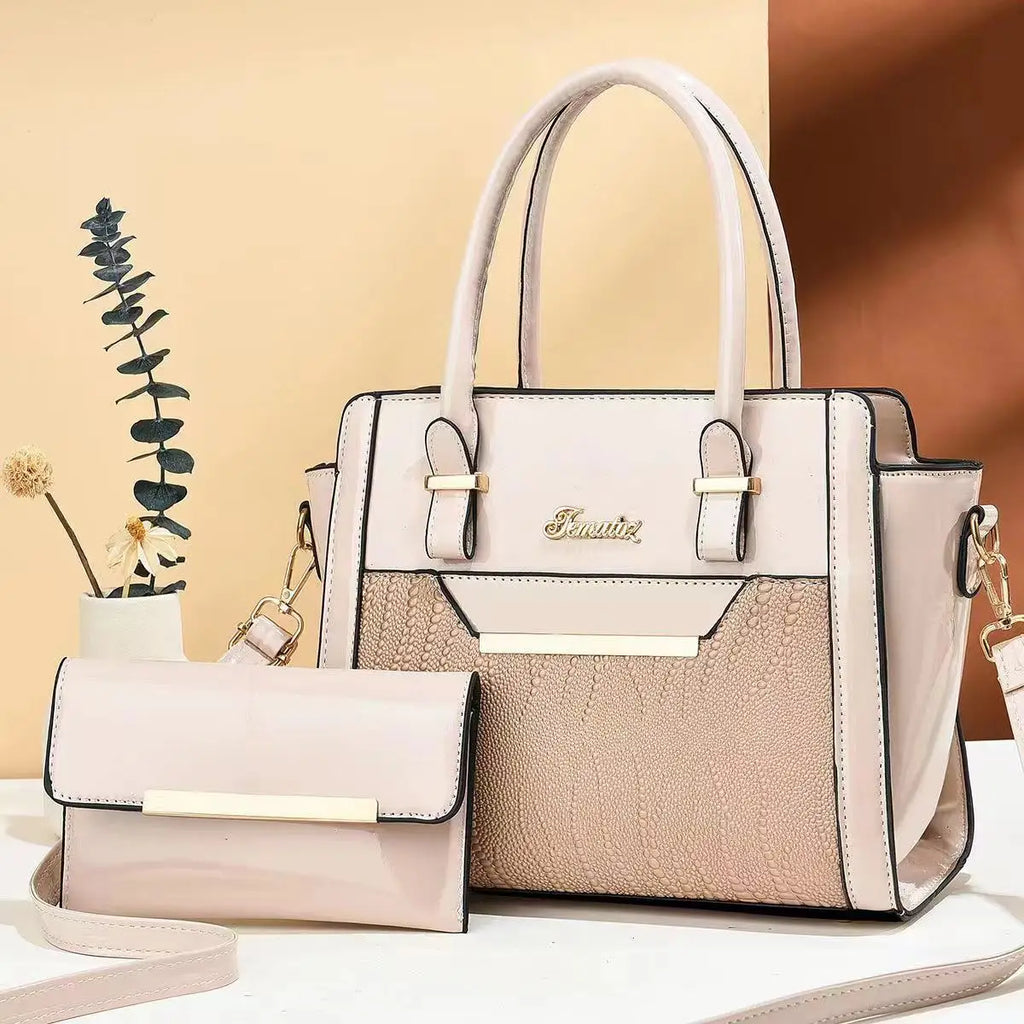 Luxury 2-Piece Patent Leather Composite Shoulder Bag Set – Designer Crossbody Handbag for Women