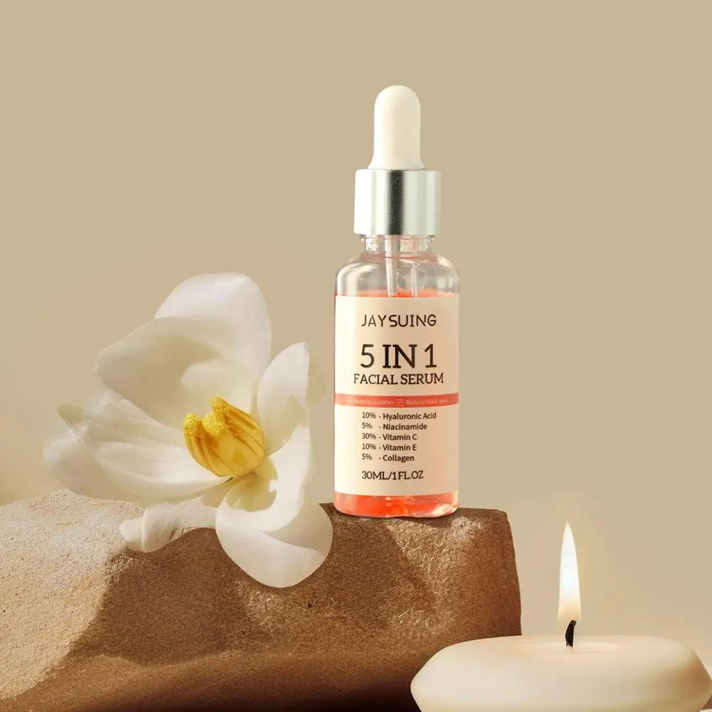 5-in-1 Vitamin C Brightening Face Serum — Hyaluronic Acid, Niacinamide & Collagen (30ml)
