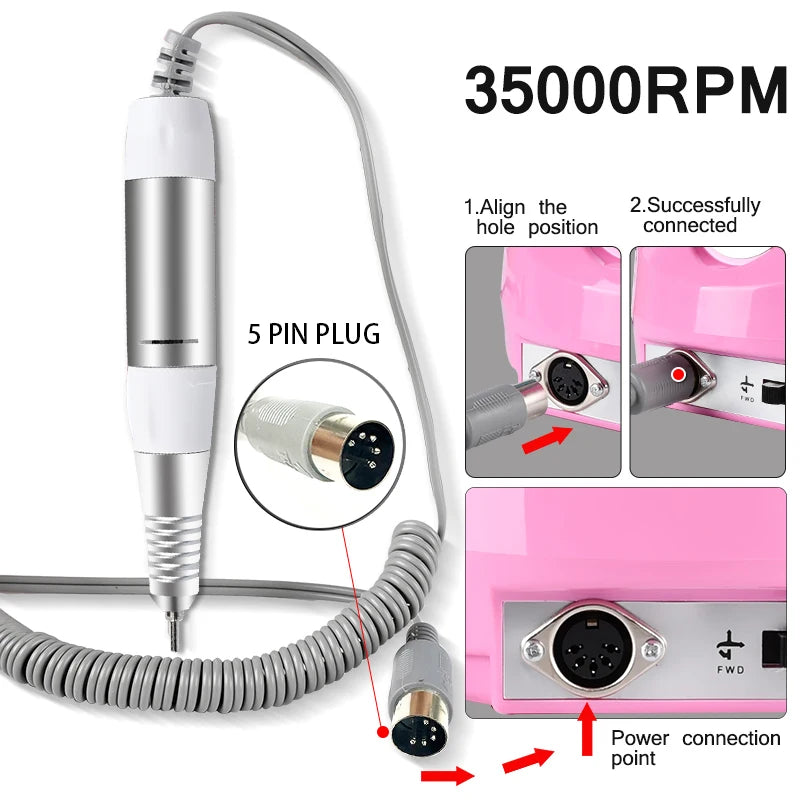 35,000 RPM Electric Nail Drill Handpiece Pen