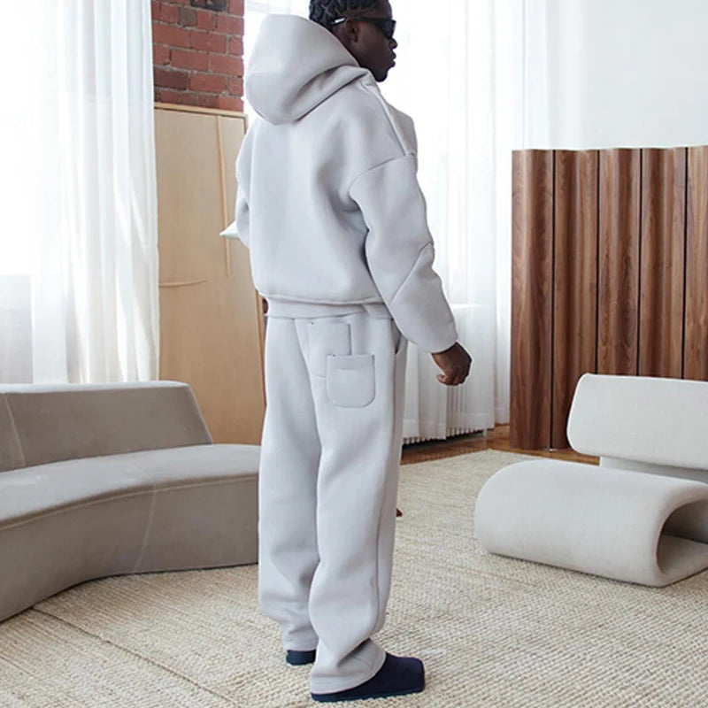 Men's Cotton Vintage Y2K Hoodie & Straight Pants Set – Loose Hip Hop Casual Sport Streetwear