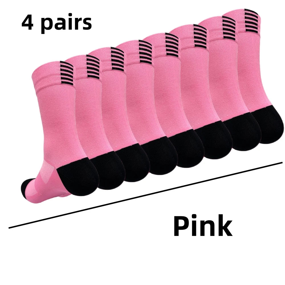 Cycling Socks for Men & Women, 4-Pair Pack