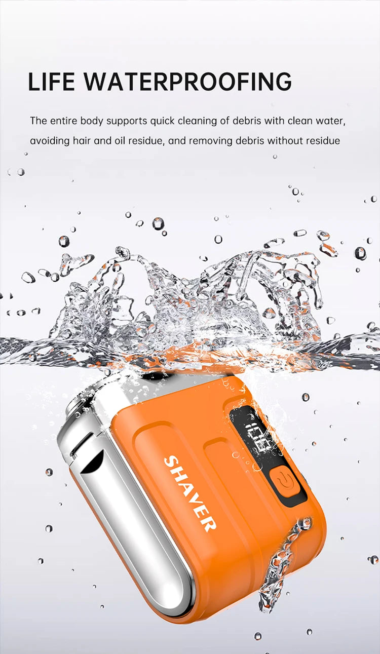 Mini Electric Smart Shaver – Digital Display, Dual Blade Rechargeable Beard Trimmer for Home & Car