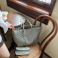 Embroidered Geometric PU Tote Shoulder Bag – Versatile Large Capacity Shopping Class Bag for Women