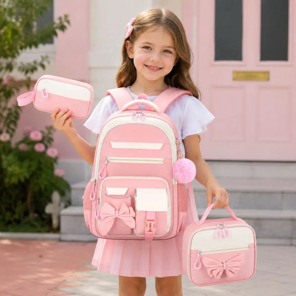 Bow-Knot School Backpack – Bag & Matching Set Options