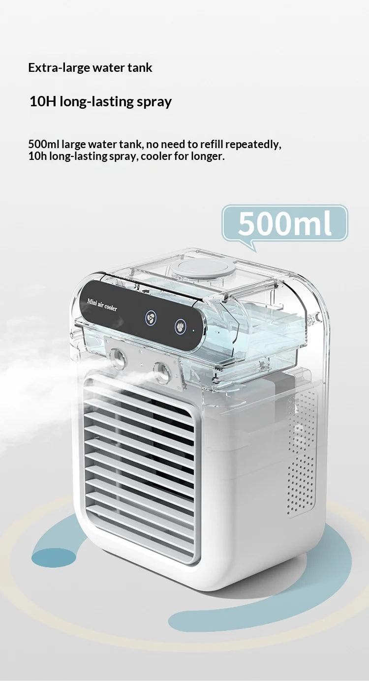 Portable Spray Air Cooler — Desktop Evaporative Humidifier Fan & Mobile Air Conditioner for Home & Dorm