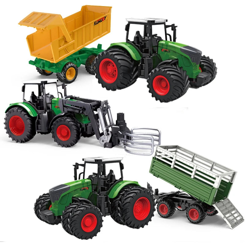 Large Scale Farm Tractor Toy Playset with Trailer & Accessories – DIY Farmer Transport Set