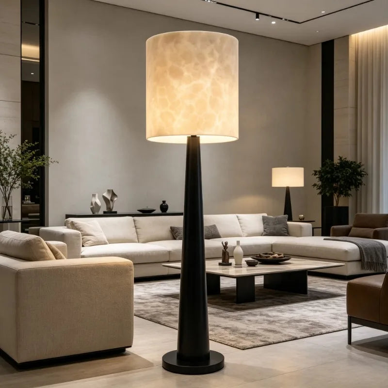 Faux Alabaster Floor Lamp – Warm Marble-Look Shade