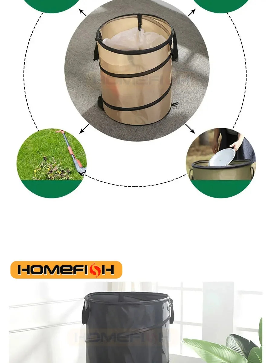 Pop-Up Folding Trash Can — Portable Outdoor Camping Garden Garbage Bag Leaf Bucket