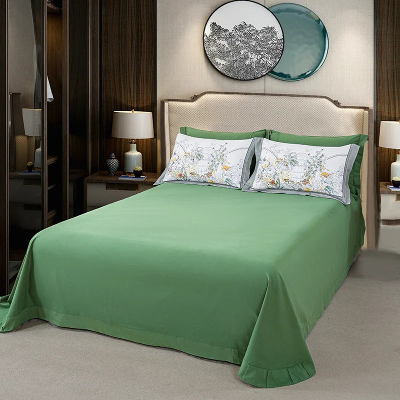 600TC Egyptian Cotton Bedding Set – Birds & Flowers Leaf Print, 16 Colors, Queen to US King