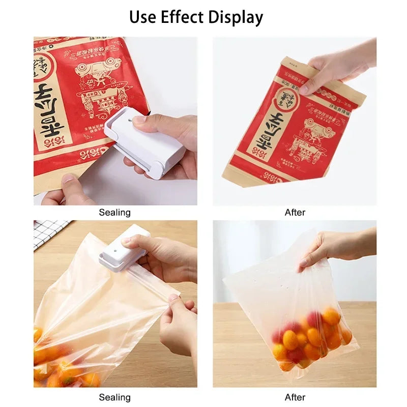 Keep Food Fresh Longer — Mini Portable Heat Bag Sealing Machine | Airtight Seal, Thermal Plastic Food Bag Closure, Battery Powered