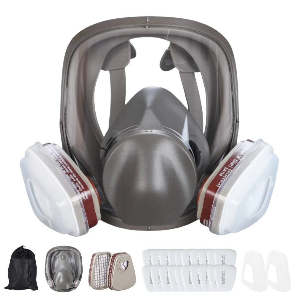 27-in-1 Industrial Full Face Gas Mask Respirator Kit