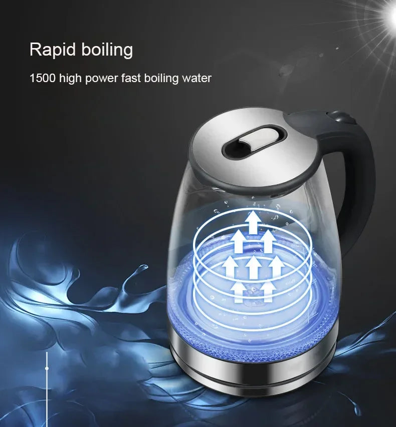 1.5L Electric Glass Kettle — Fast Boiling Borosilicate Tea Pot for Home & Office