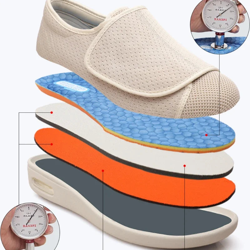 Women's Orthopedic Wide Walking Shoes – Soft Adjustable Diabetic Shoes for Swollen Feet, Bunion, Hallux Valgus & Elderly Comfort