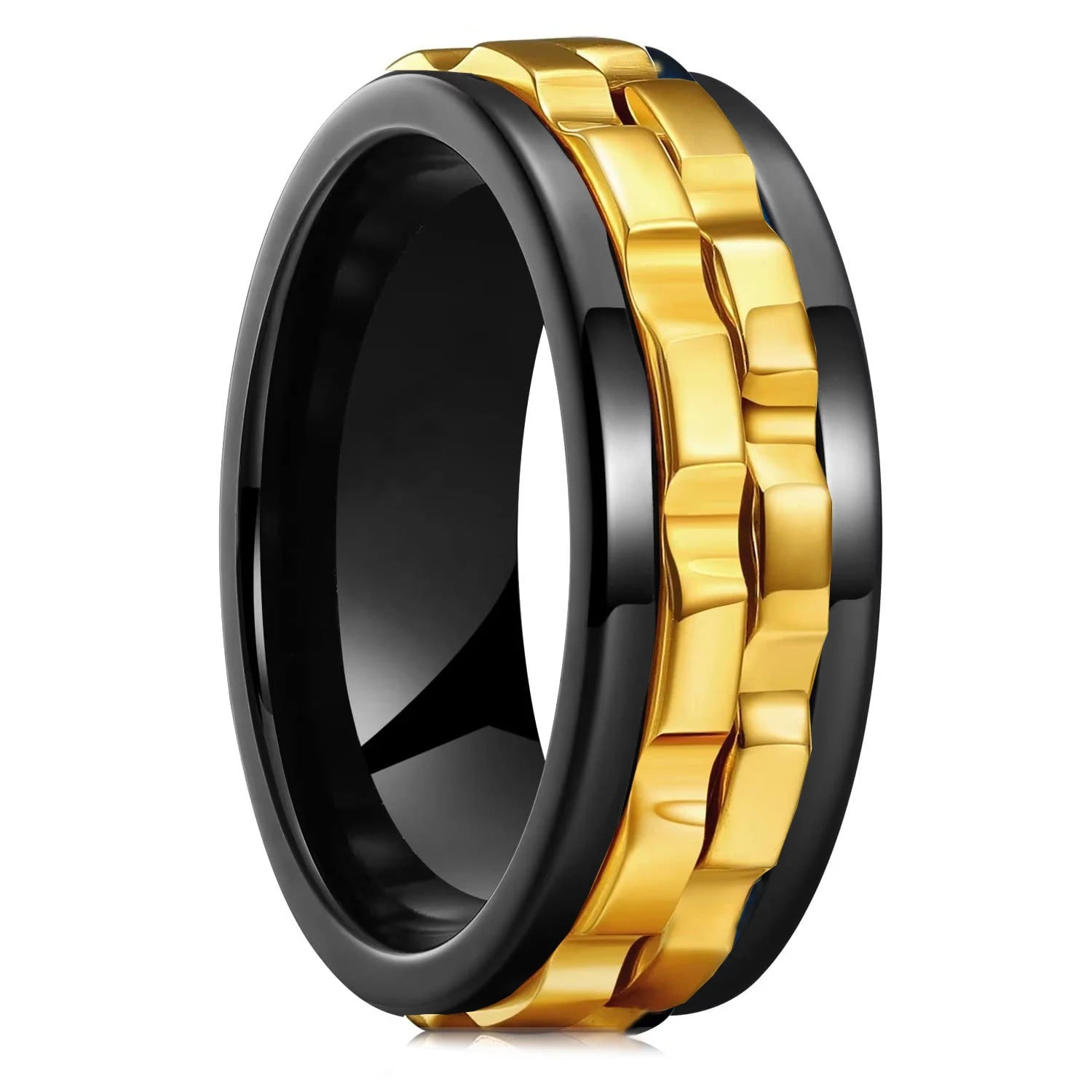 Punk Spinner Anxiety Fidget Ring — Stainless Steel Gear Chain Design for Men & Women