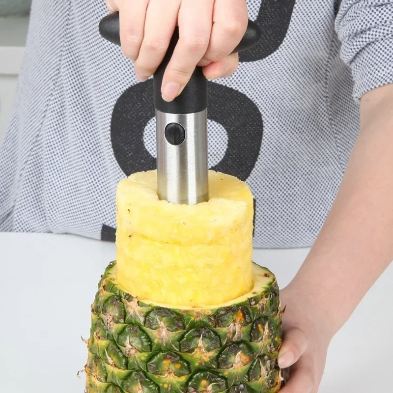 Slice a Pineapple in Seconds. — Stainless Steel Pineapple Slicer & Peeler | Cutter, Corer & Parer Knife, 24x10cm, Green, Black & Yellow