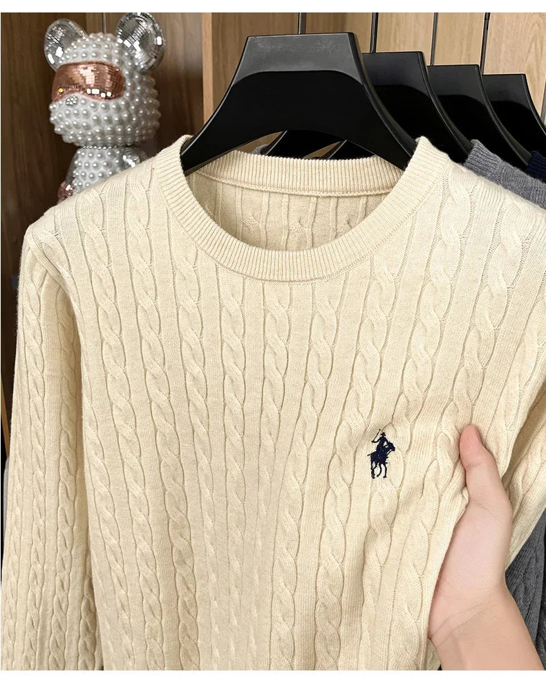 Men's Luxury Pony Embroidery Knit Sweater — Premium Detail Knitwear