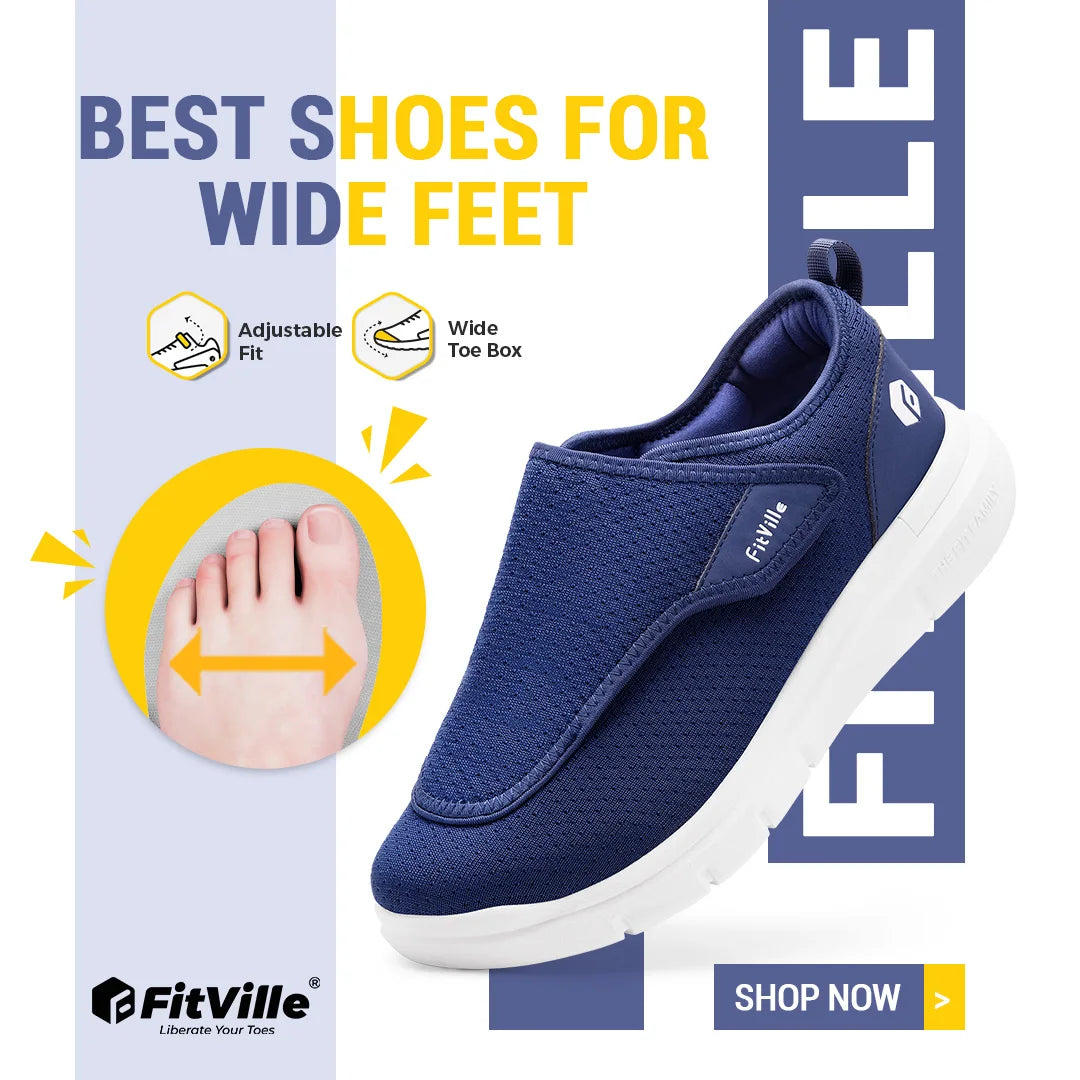 Men's Extra Wide Adjustable Diabetic Walking Shoes – Orthopedic Elderly Foot Pain Relief for Swollen Feet