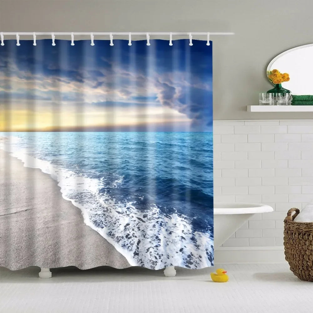 Seaside Beach Shells Bathroom Shower Curtain
