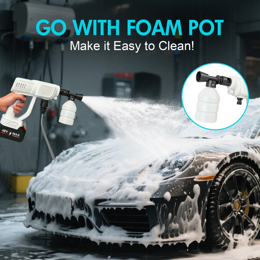 Cordless Pressure Washer – 21V, 6-in-1 Nozzle & Foam Kit