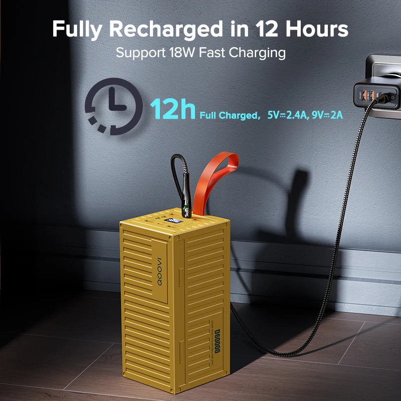 QOOVI 60000mAh Power Bank – 22.5W PD & QC 3.0 Fast Charging Portable Power Station for iPhone & Android