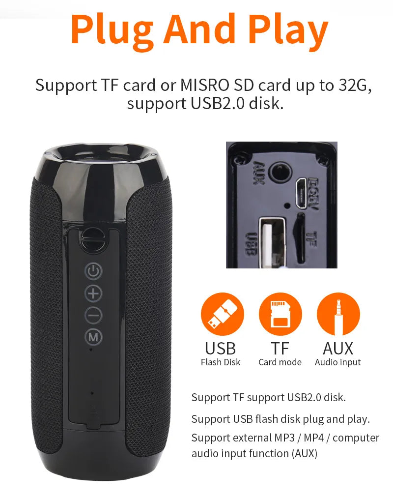 Wireless Portable Bluetooth Speaker — 360° Sound, Waterproof & Long Battery Life