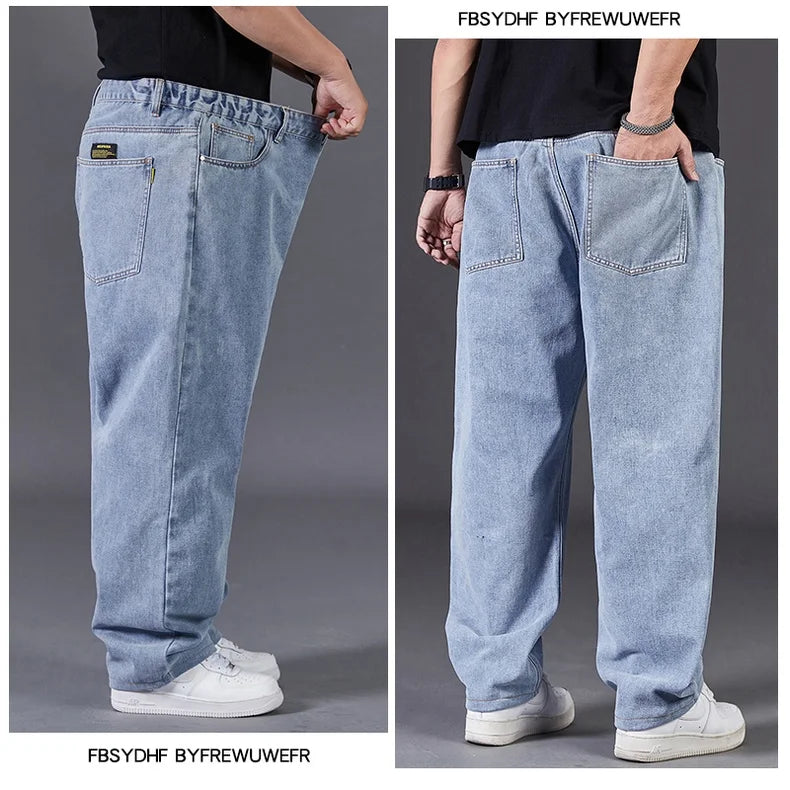 Men's Plus Size Loose Jeans — High Stretch Denim Pants in Big & Tall Sizes 30–50