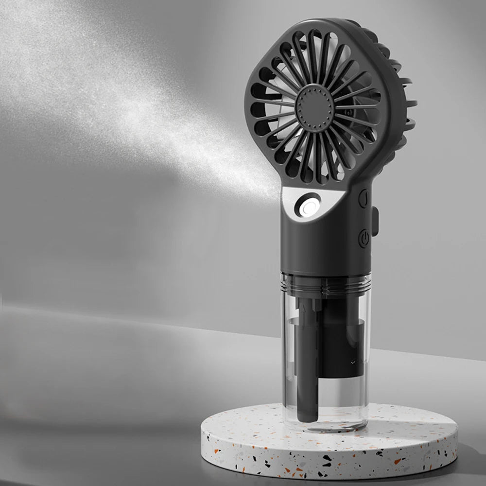 Portable Handheld Mist Fan with Humidifier — USB Rechargeable Mini Water Spray Fan