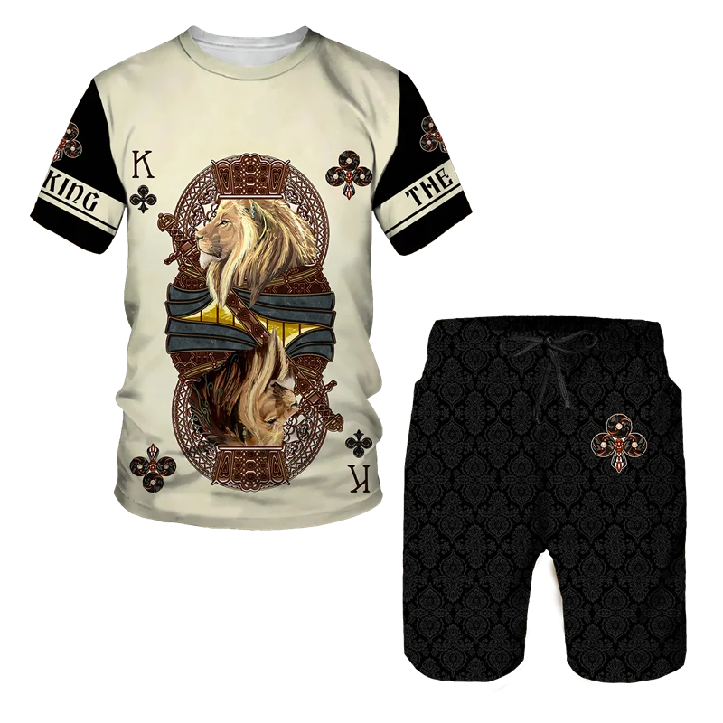Men's 3D Tiger Print Short Sleeve T-Shirt & Shorts Set – Casual Sportswear