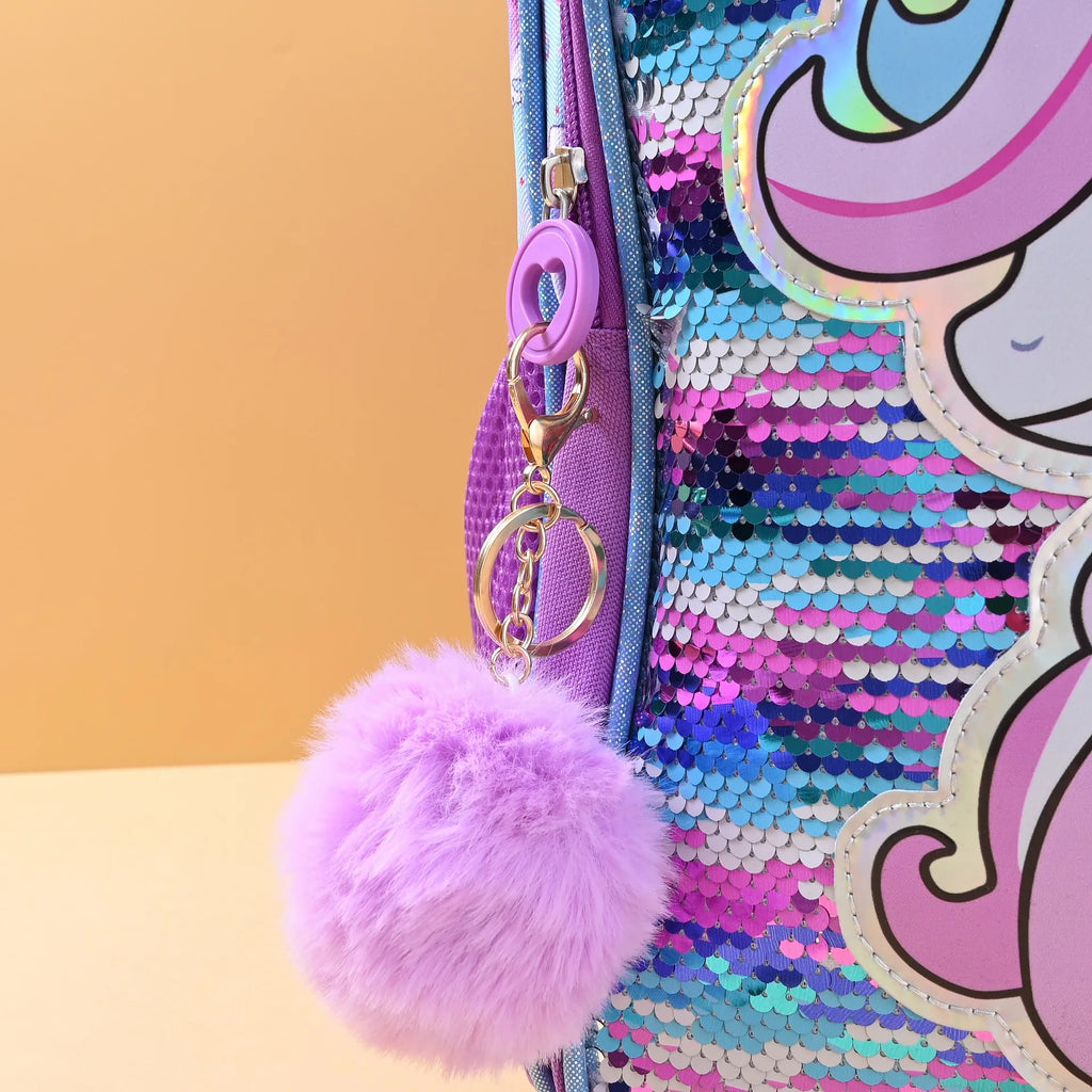 Unicorn Backpack Set – Purple Three-Piece School Bags