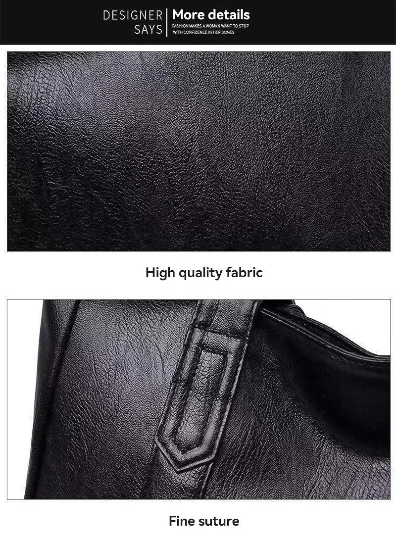 Vintage Large Capacity Shoulder Bag – Plain Commuter Handbag for Women