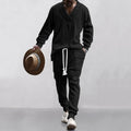 Men's Jacquard Knit Sweater & Casual Trousers Two-Piece Set