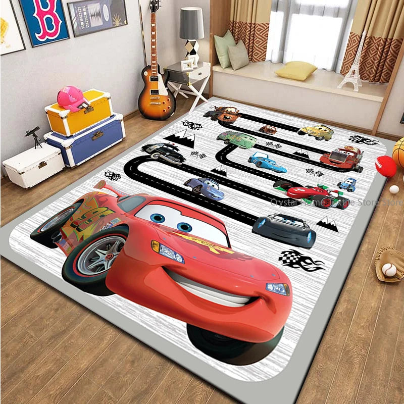 Cars McQueen Road Rug – Kids Motorway Play Mat for Living Room, Nursery & Kids Room