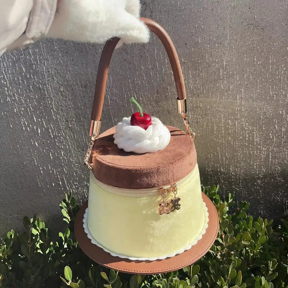 miyagawa Lolita Cake Bucket Bag – Sweet Kawaii Patchwork Handbag for Women & Teen Girls