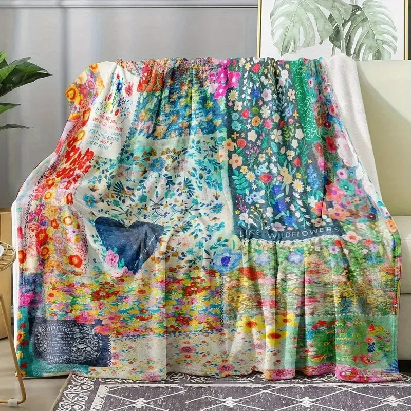 Heart Print Flannel Throw Blanket – Super Soft Plush Love Print for Bed, Sofa & Travel