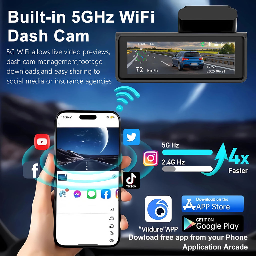 ADAS 4K+2.5K Dash Cam – GPS, WiFi, 24H Night Vision, Optional Rear Lens, Mini Car DVR