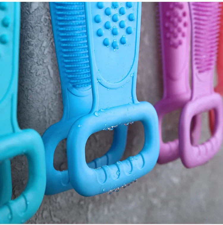 Silicone Body Scrubber Bath Brush – Extra Long Strip & Handle for Easy Back Exfoliating