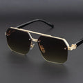 Men's Square Half-Frame Metal Sunglasses – UV400 Photochromic Retro Fashion Eyewear, 5 Lens Colors