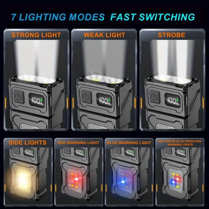 Tactical EDC Work Light – 1200 Lumen, 8-Speed COB+LED, Type-C, Tail Magnet, Pen Clip, MOLLE Compatible