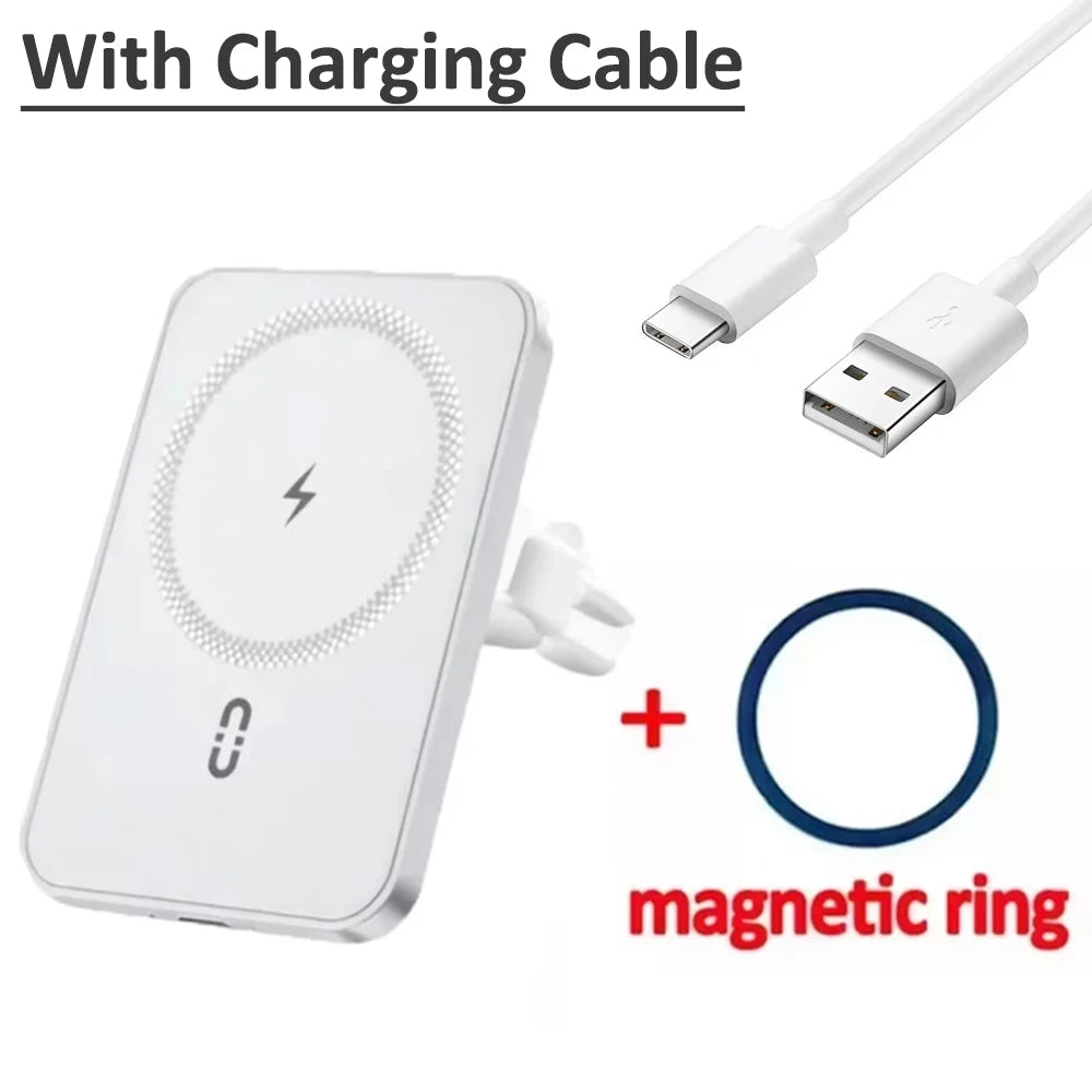 Magnetic Car Air Vent Phone Holder with 15W Wireless Charger – MagSafe Compatible for iPhone 12–17