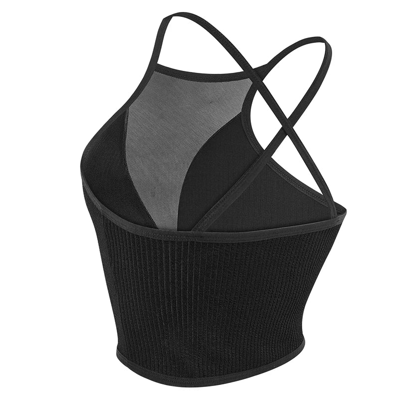 Sexy Mesh Backless Bralette Crop Top Camisole — Sheer Layering Top