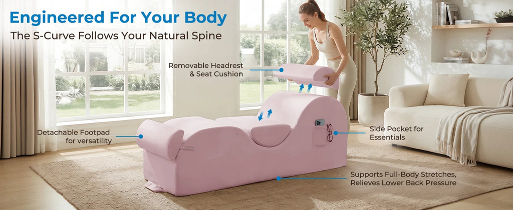 Velvet Yoga Chaise Lounge with Adjustable Footrest