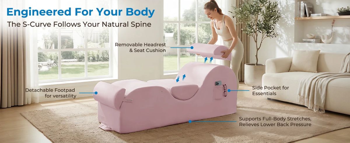 Velvet Yoga Chaise Lounge with Adjustable Footrest